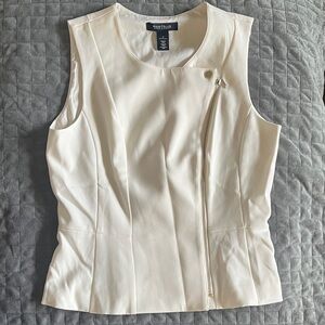 White House Black Market Ivory Zip-Front Blouse